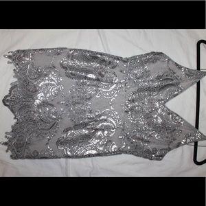 TOBI silver formal dress SIZE XS